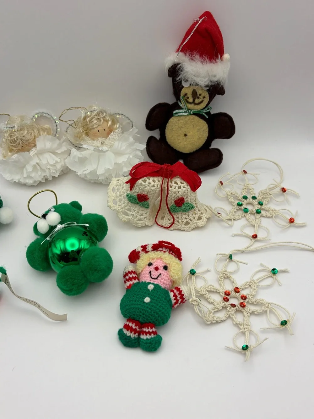 Vintage 10 Handmade Assorted Christmas Ornaments